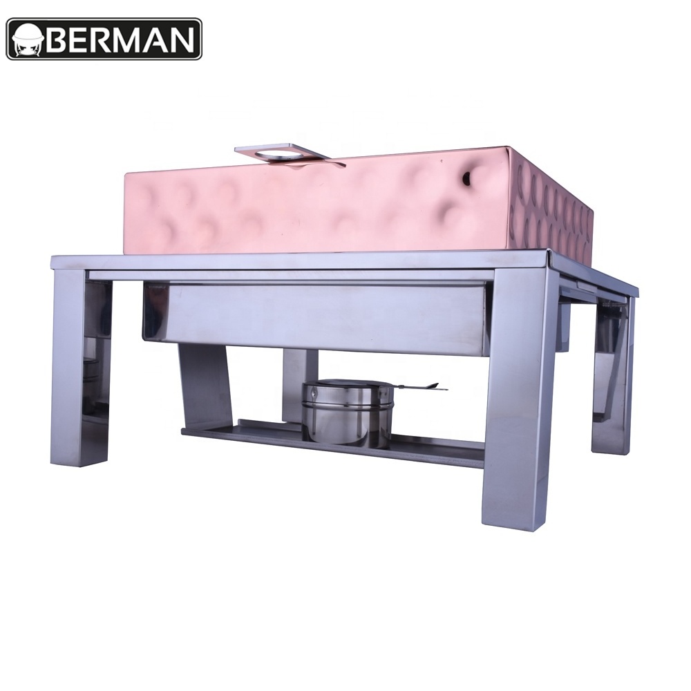 Wholesale berman handmade hammered chafing dish rose gold buffet food container commercial kitchen appliances for sale