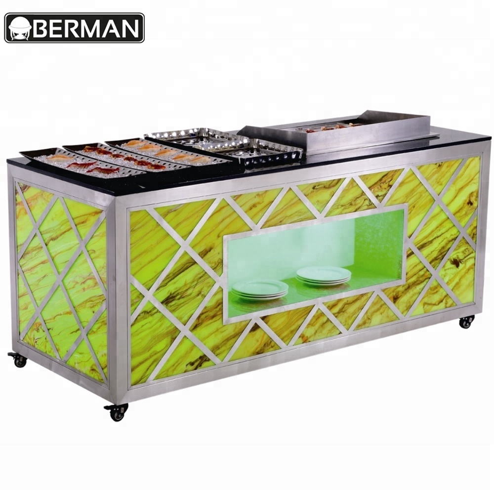 Guangzhou wedding event catering restaurant equipment banquet buffet table with wheels, buffet tables for sale