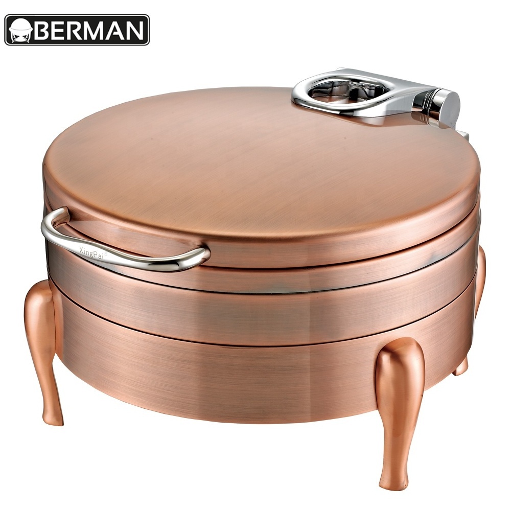 Expandable electric food warmer copper chafing dish high quality for hotel & restaurant service equipment