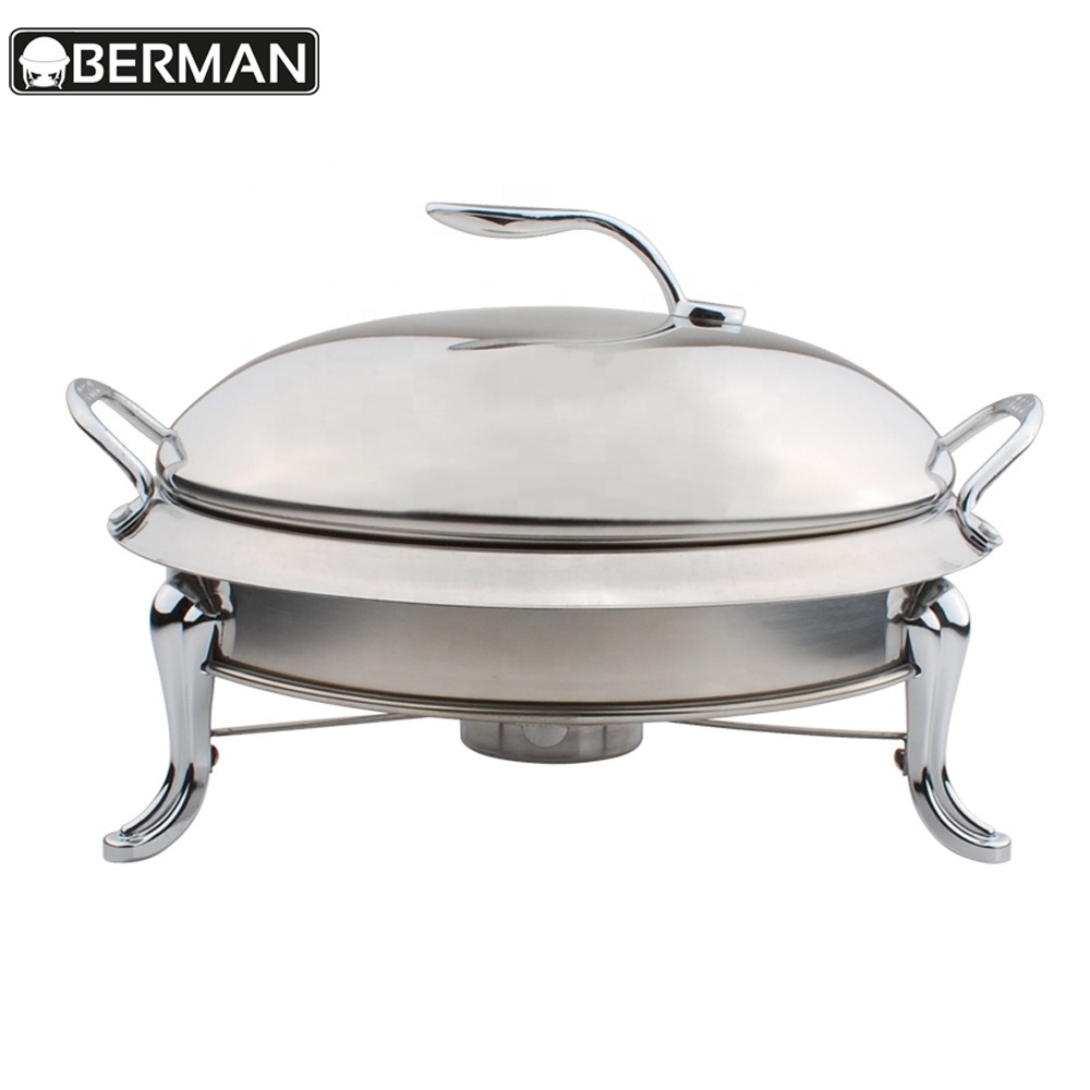 Arabic restaurant cheap price stainless steel oval chafing dish 9l luxury buffet non electric food warmer set for hotel