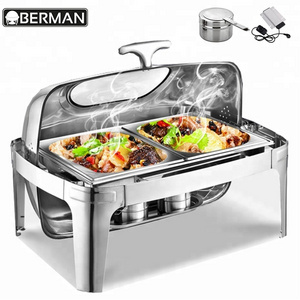 Hotel and restaurant supply cheap price roll top chaffing dishes buffet 9l stainless steel food warmer pot for catering