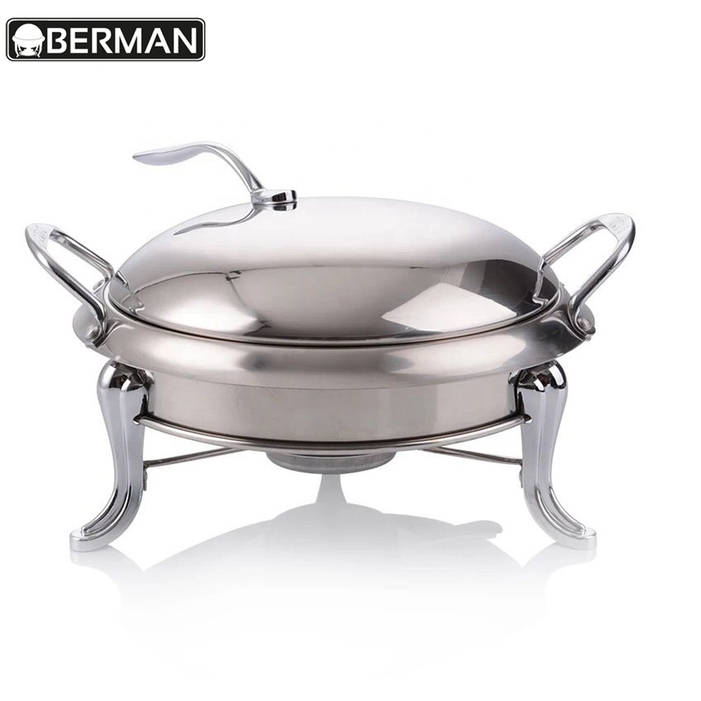 Arabic restaurant cheap price stainless steel oval chafing dish 9l luxury buffet non electric food warmer set for hotel