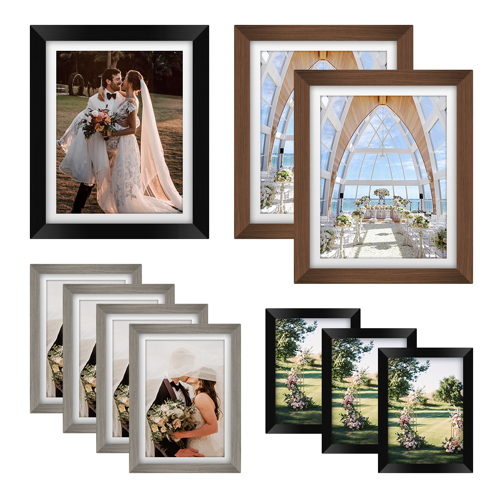 wholesale wooden craft photo frame set wall desktop 3 double vintage rustic real solid mdf wood large family frames for pictures