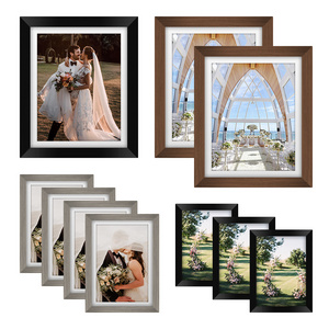 wholesale wooden craft photo frame set wall desktop 3 double vintage rustic real solid mdf wood large family frames for pictures