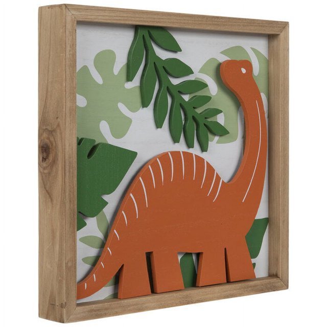 Dinosaur and Leaves Wood Wall Decoration for Kids Room Home Decor Nursery Wall Decor Wood Art