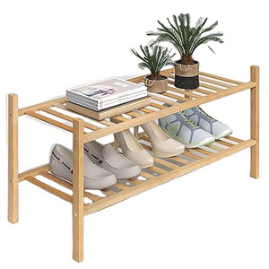 Multifunctional Stackable Bamboo Wooden Shoe Rack Cabinet Shelf