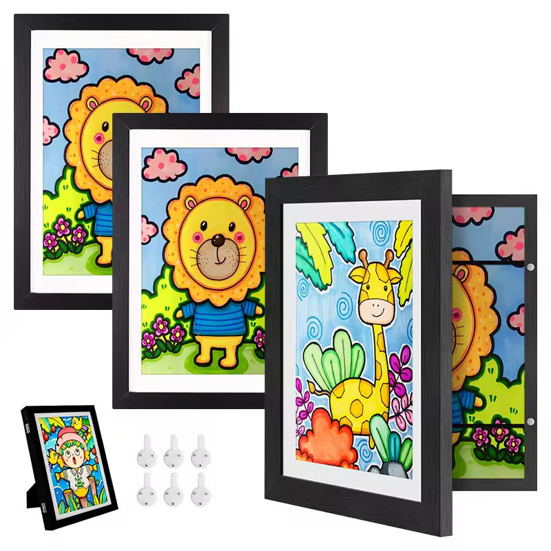 wholesale kids canvas wooden shadow box framed custom size a3 a4 gift floating painting wall art pictures poster photo frames