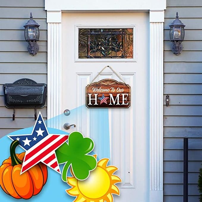 Front Door Decor Welcome Home Hanging Door Signs Wood Painted Holiday Decoration & Gift Christmas Antique  Europe Love