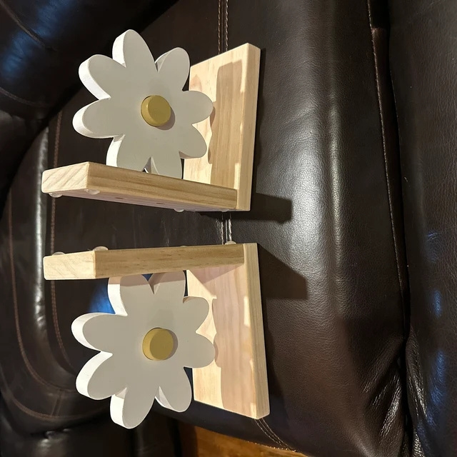 Personalized Bookend For Shelf Decor Daisy Wooden Book Ends  Nursery Room Decor Custom Decorative Bookends Baby Shower Gift