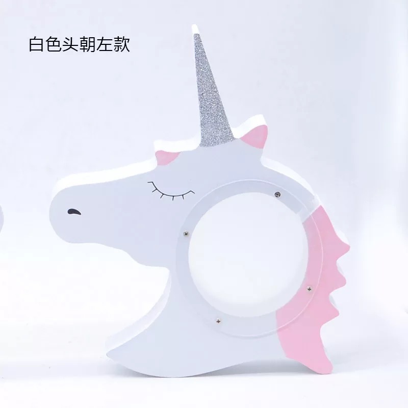 Piggy Bank Unicorn Wooden with Transparent Windows Money Storage Box Digital Coin Counter Cion Bank Attractive and Safe Painting