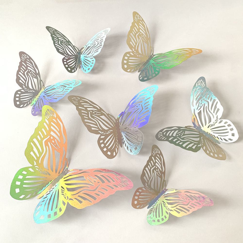 High Quality 3D Hollow Paper Butterfly Sticker Wall Decal Background Butterflies