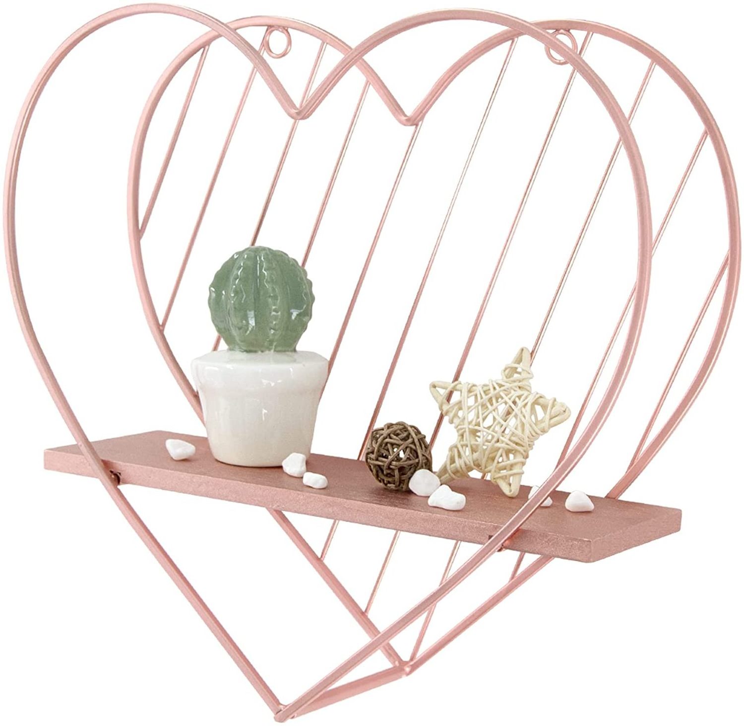 Metal Heart Shape Wall Shelf Rose Gold Small Floating Shelves Wall Mounted Storage Rack Shelf for Bedroom Kitchen Bathroom