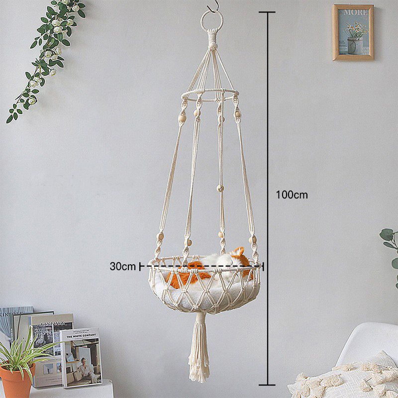 Boho Home Decor Wall Hanging Pet Cat Swing Bed Macrame Cat Hammock for Sleeping Playing and Lounging