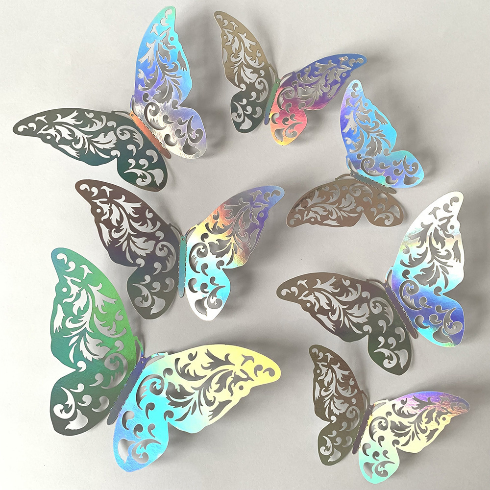 High Quality 3D Hollow Paper Butterfly Sticker Wall Decal Background Butterflies