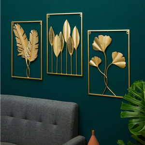 Wall Decor Display Lobby Gold Wrought Interior Bedroom Living Room Frame Art Hanging Flower Metal Home Wall Decor