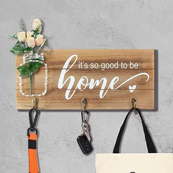 Farmhouse Signs Custom Key Holder with String Art Wall Decor Sign