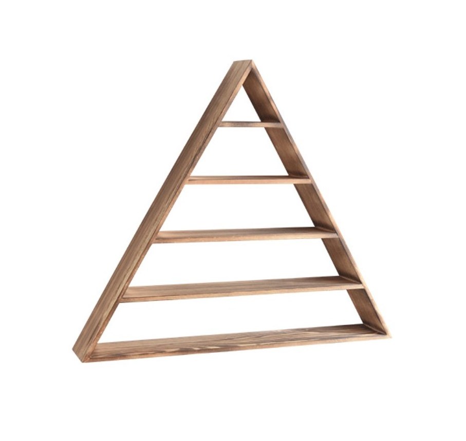 Wooden Wall Shelf Triangle Bookshelf Crystal Holder Kitchen Spice Rack Entryway Organizer