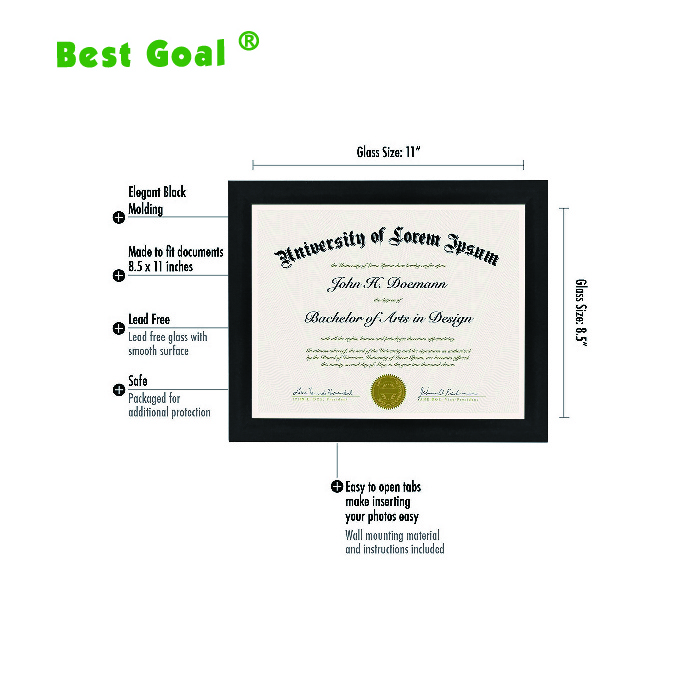 11*14 black wall Document wooden Frame for Diploma and Certificate