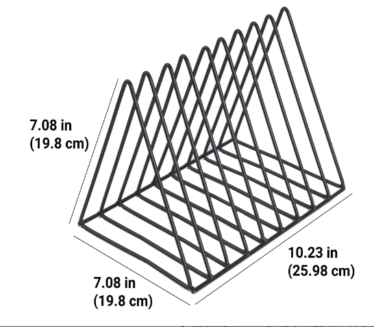 Black Triangle Metal Wire Vinyl Record Storage, Plate Rack, for Magazines, Files, Albums Folders, 9 Slot (2PCS)