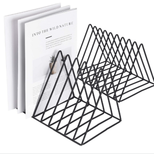 Black Triangle Metal Wire Vinyl Record Storage, Plate Rack, for Magazines, Files, Albums Folders, 9 Slot (2PCS)