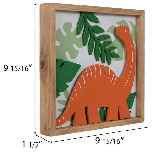 Dinosaur and Leaves Wood Wall Decoration for Kids Room Home Decor Nursery Wall Decor Wood Art