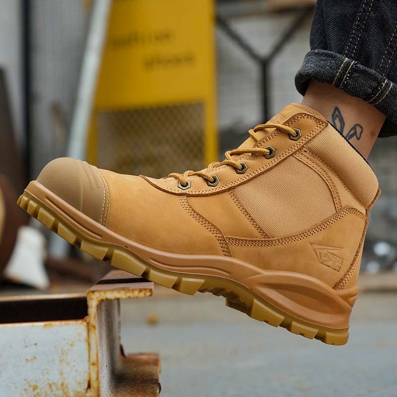 Safety Boots Zip Up Style Australia Work Safety Boots wheat  nubuck leather safety shoes ready stock