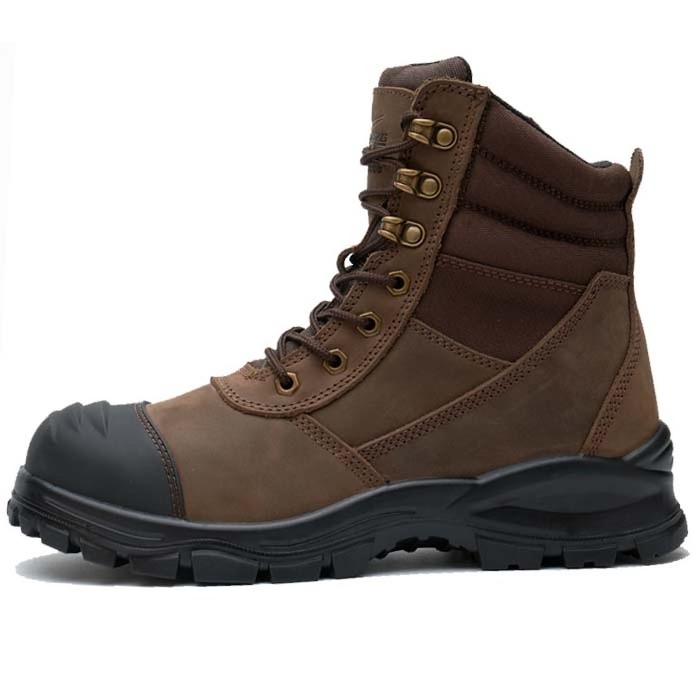 Brown crazy horse leather safety boot for mining workers , Anti-puncture Oiled Crazy Horse Leather Work Safety Boots