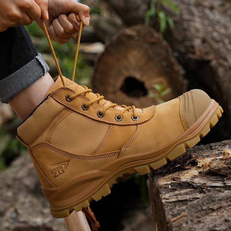 Safety Boots Zip Up Style Australia Work Safety Boots wheat  nubuck leather safety shoes ready stock