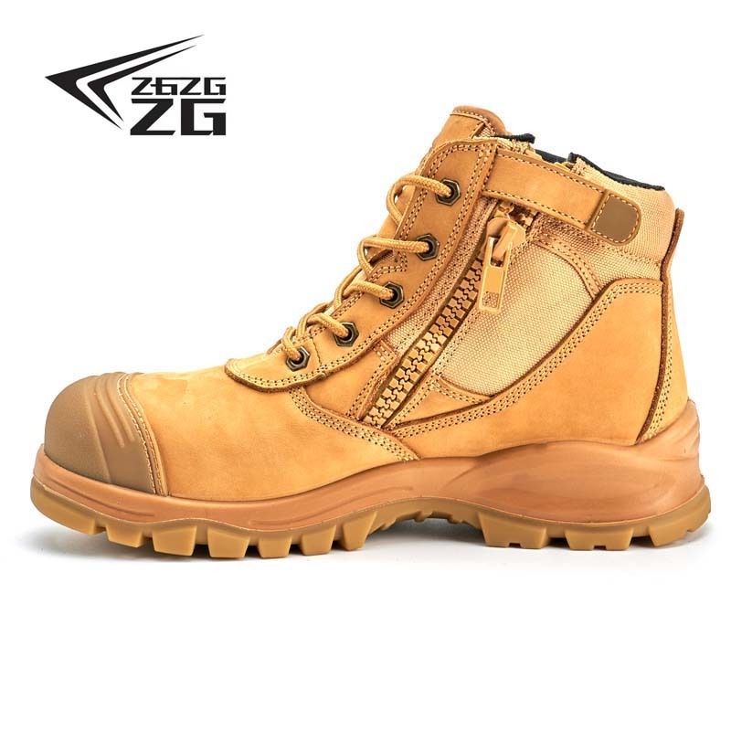 Safety Boots Zip Up Style Australia Work Safety Boots wheat  nubuck leather safety shoes ready stock