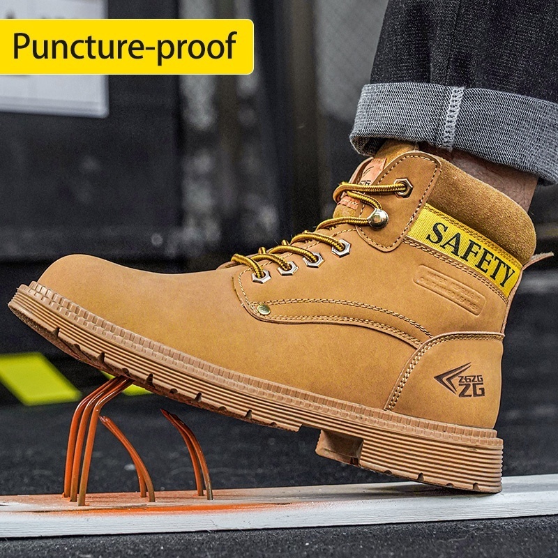 High quality waterproof micro fiber rubber sole wide steel toe anti puncture anti-smashing safety boots for welding men