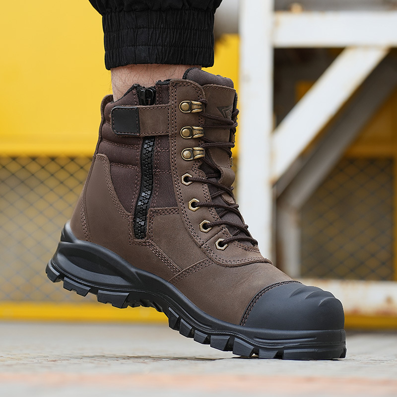 Protection  High Cut Steel Toe Wheat Nubuck Leather Mens Safety Boots Yellow Safety Boot Australia Pu Tpu Outsole Safety Shoes