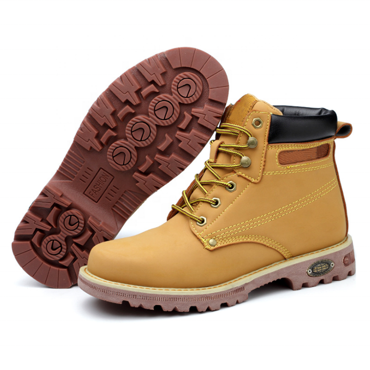 Yellow nubuck leather Composite toecap safety shoes Lightweight safety cheap men work boots