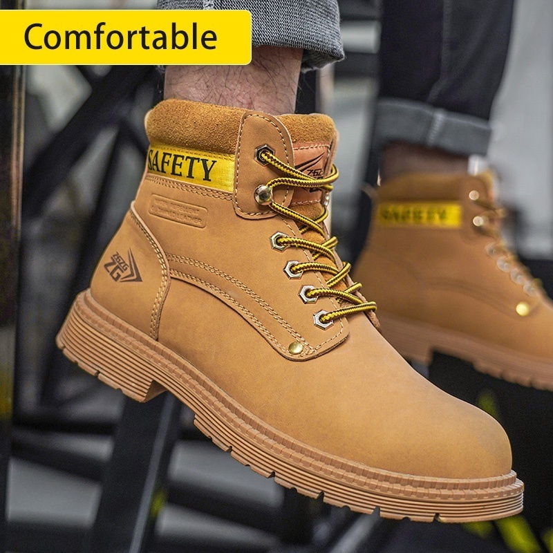 High quality waterproof micro fiber rubber sole wide steel toe anti puncture anti-smashing safety boots for welding men