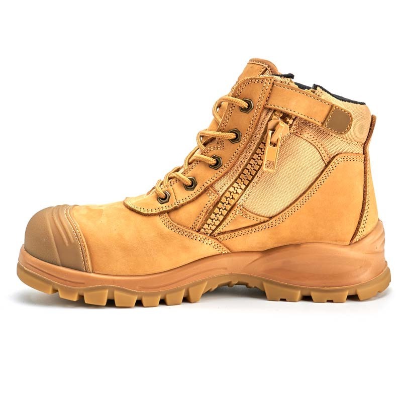 Anti-penetration Comfortable Nubuck Leather Side Have Zip Miner Australia Men Yellow  Safety Work Shoes Boots