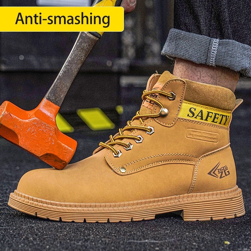 High quality waterproof micro fiber rubber sole wide steel toe anti puncture anti-smashing safety boots for welding men