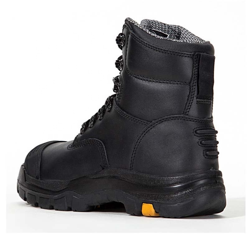 steel plate anti-pierce safety boots genuine leather work shoes with PU outsole Customized black high cut safety shoes for men