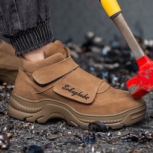 Popular steel toe suede leather rubber outsole welding construction woodland and industrial breathable work saftey shoes