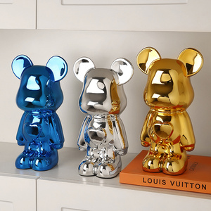 BHM New Nordic colorful bear ornaments small size creative home decorations ceramic decorative statues minimalist Decor