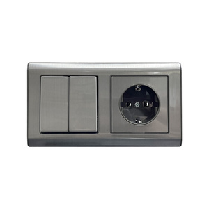 Light Switch Cover Plate EU Hot Sale Stainless Steel German Europe Wall Switch 2 Gang Switch 250V,250V AC 15 Years 8536500000