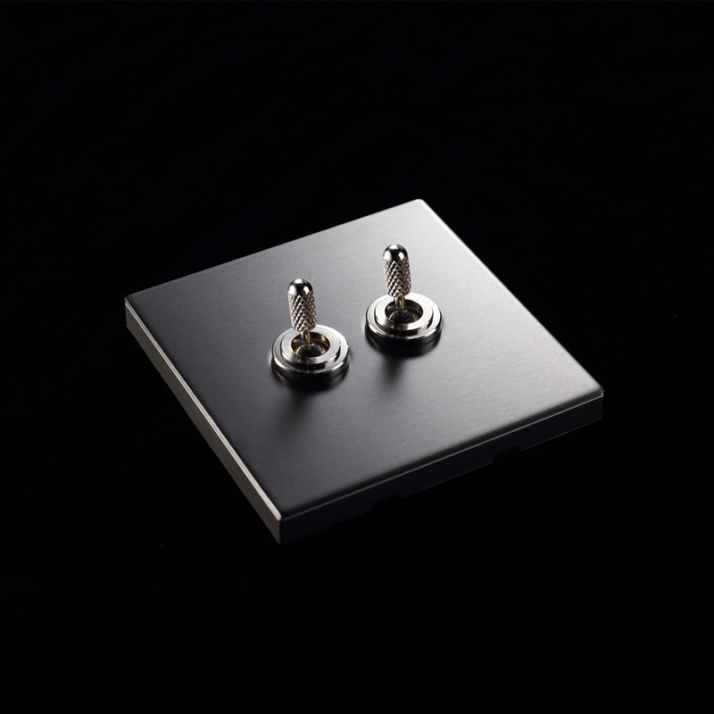 silver brushed stainless steel metal plate high quality designed 2gang 2way wall switch for hotel