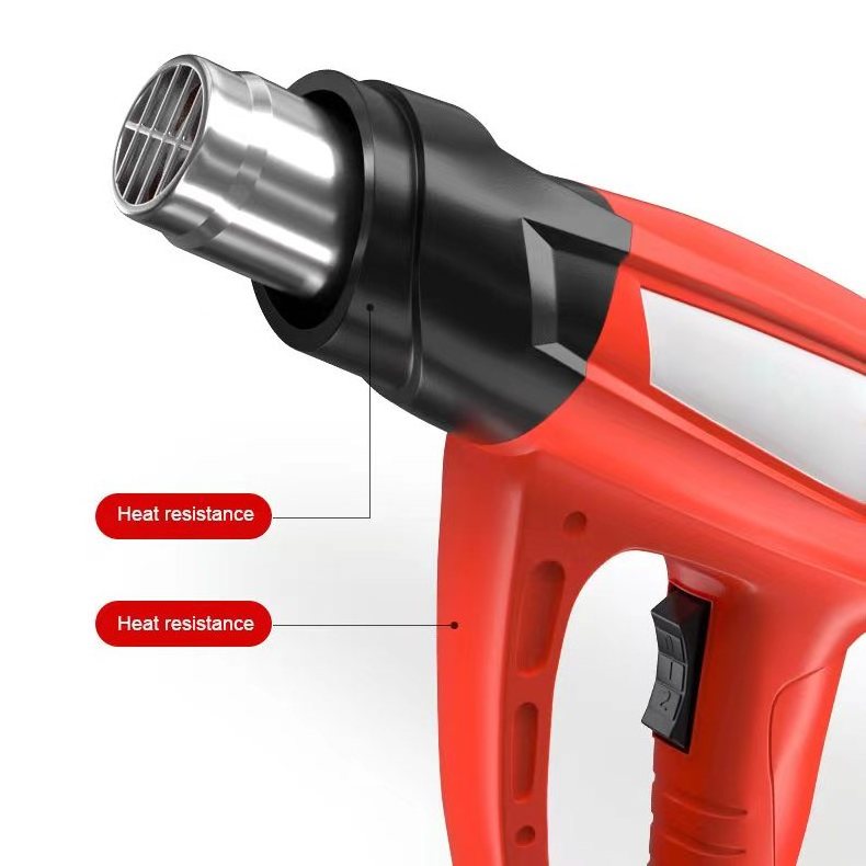 Heat Gun Electric Hot Air Gun Variable 2 Temperatures Industrial Power Tool with 2 Nozzle Free spare heater 60~600 degree