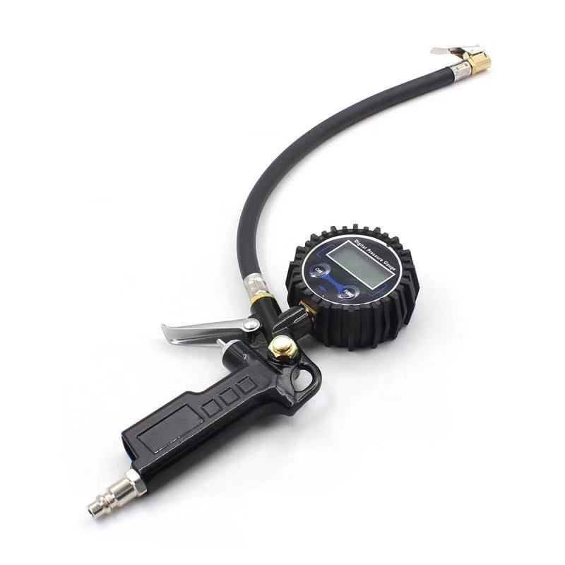 Tire Pressure Gauge With Hose, LED Flashlight for air tire pressure gauge with function design