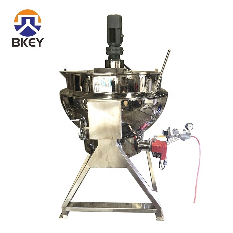 Food Grade Industrial Gas Heating Jacketed Kettle Cooking Pot with Mixer for Other Food Processing Machinery