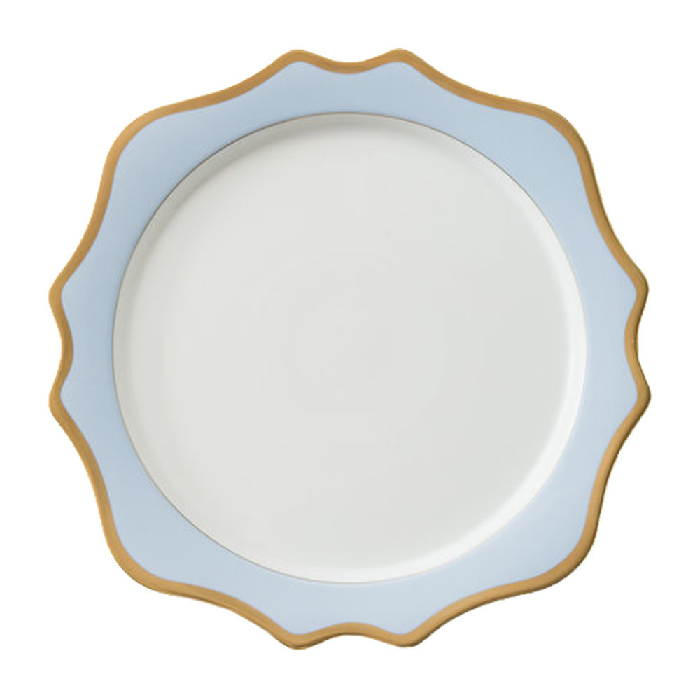 European style ceramic sun flower plate set, sky blue gold edged tableware, Chinese and Western dining plates