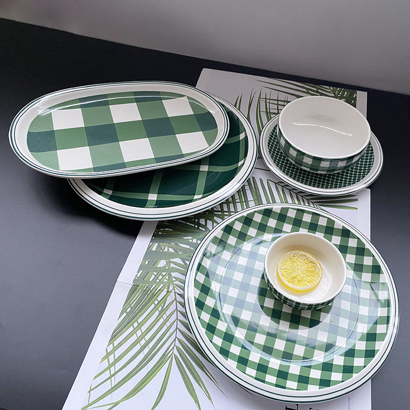 Factory wholesale restaurant nodic christmas marble dinner set Wedding dinner plate round home used ceramic dinnerware sets