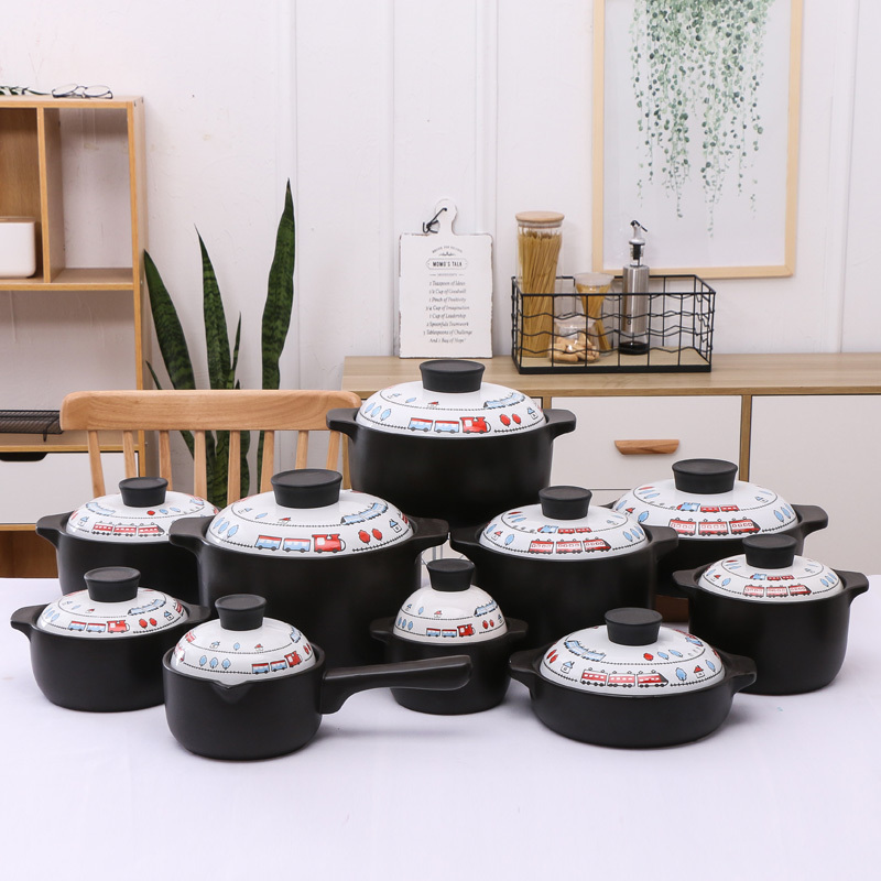 Black Pot Sets Kitchen Pots Japanese Style Ceramic Soup & Stock Pots for restaurant hotel