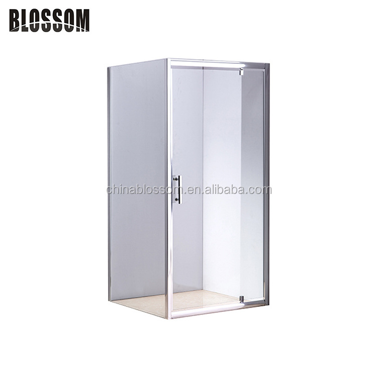 Aluminum profile frame length adjustable stretched glass shower door with pivot