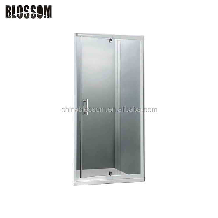 Aluminum profile frame length adjustable stretched glass shower door with pivot