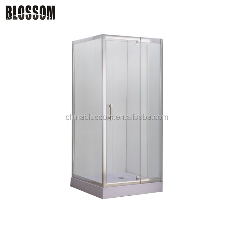 Aluminum profile frame length adjustable stretched glass shower door with pivot