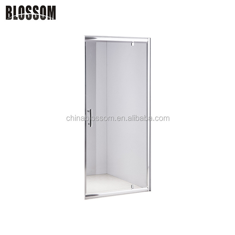 Aluminum profile frame length adjustable stretched glass shower door with pivot